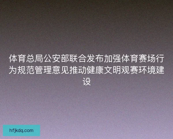 体育总局公安部联合发布加强体育赛场行为规范管理意见推动健康文明观赛环境建设